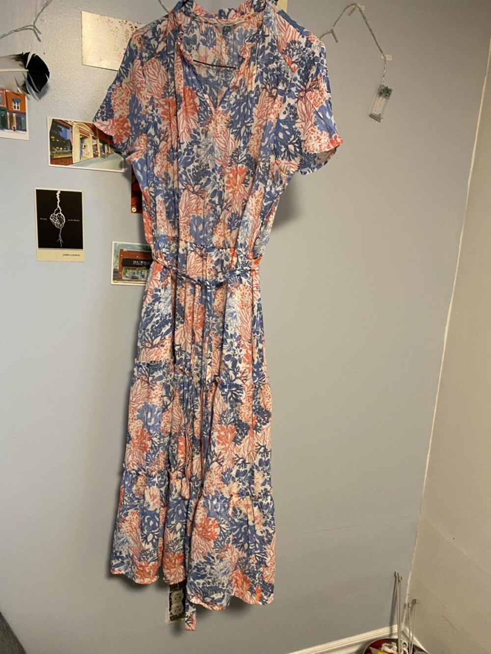 Northern Reflections Blue & Peach Floral Maxi Dress